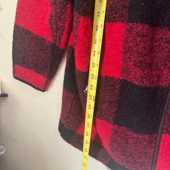 Roots Canada Seymour Wool Plaid Zip Jacket Pockets Red Coat Cozy Preppy Warm M - Picture 16 of 16
